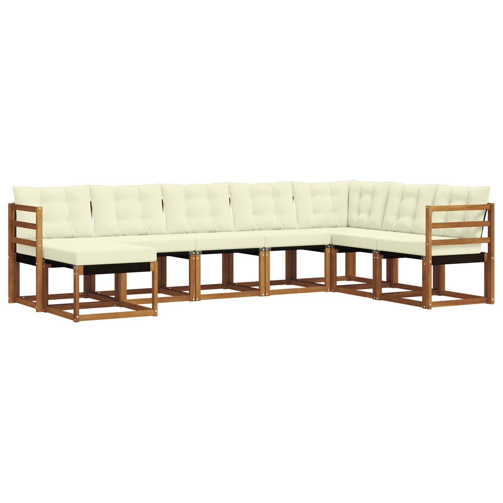 Conjunto de sofás de exterior con cojín 8 pcs Natural y Crema