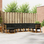 Conjunto de sofás de exterior con cojín 8 pcs Natural y negro