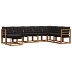 Conjunto de sofás de exterior con cojín 8 pcs Natural y negro