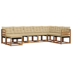 Conjunto de sofás de exterior con cojín 8 pcs Natural y Beige