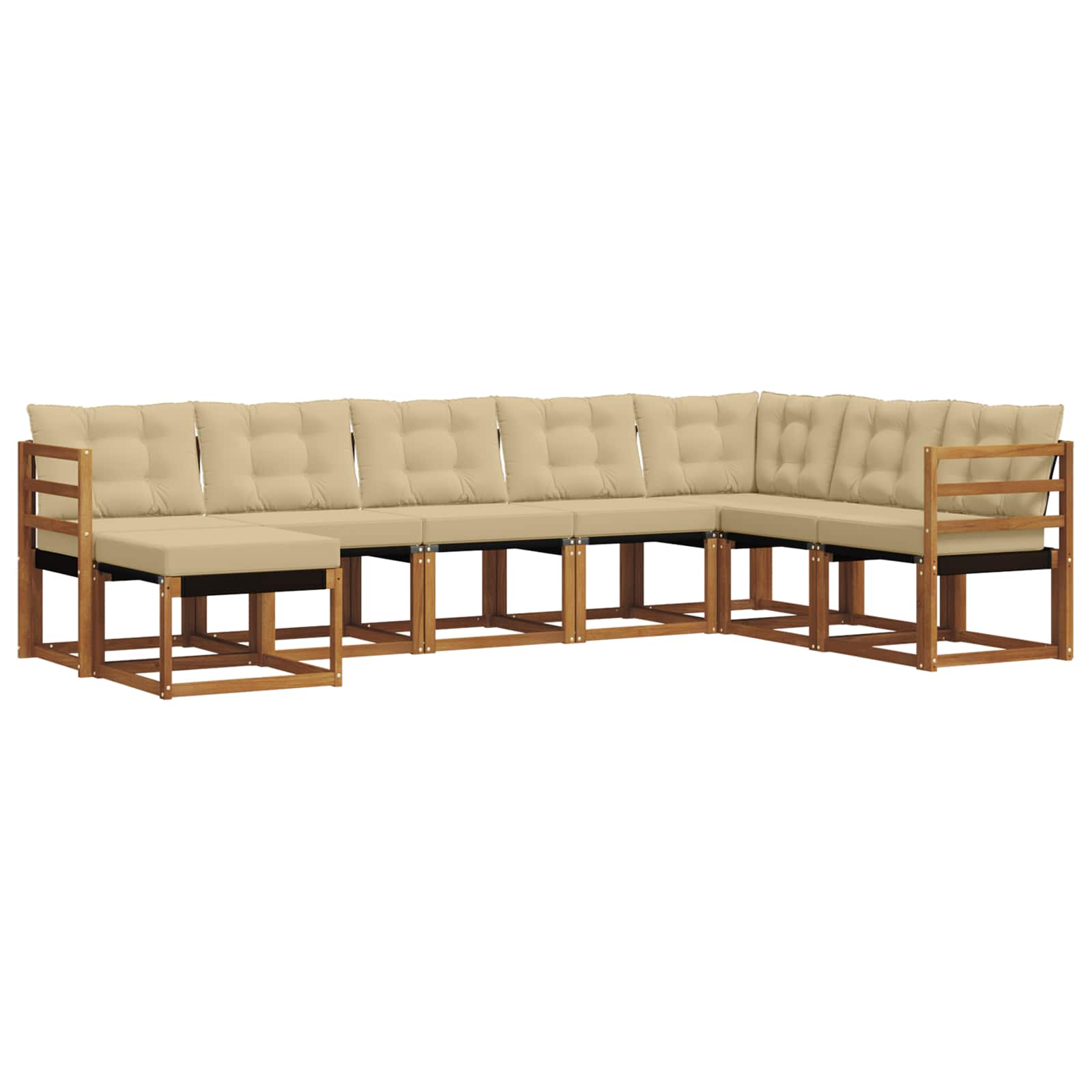 Conjunto de sofás de exterior con cojín 8 pcs Natural y Beige