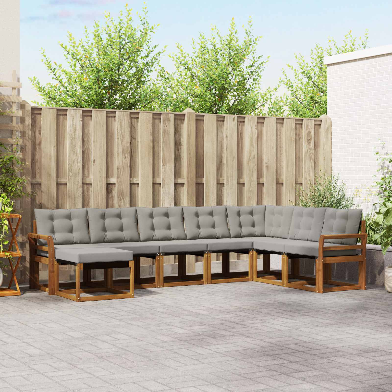Conjunto de sofás de exterior 8 pcs Gris Natural y Claro