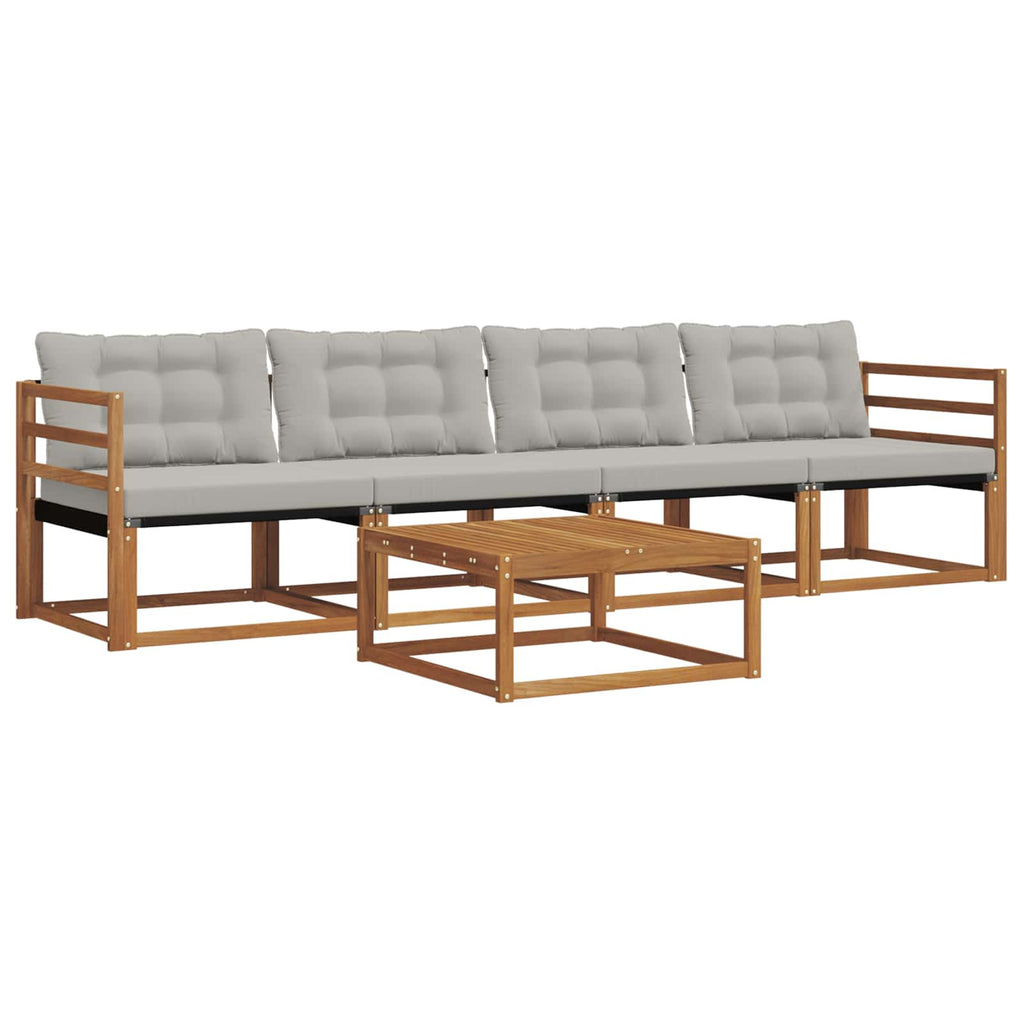 Conjunto de sofás de exterior 5 pcs Gris Natural y Claro