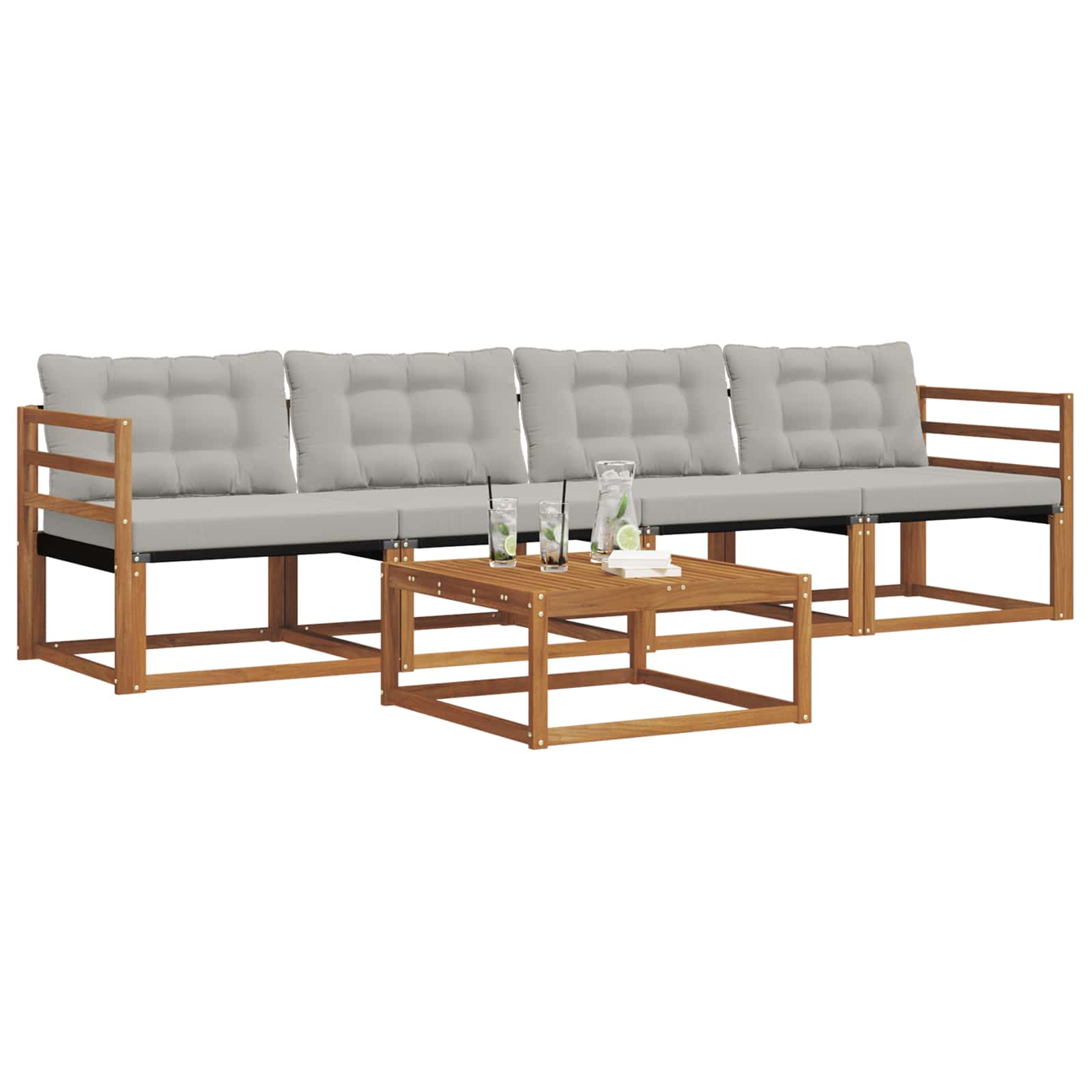 Conjunto de sofás de exterior 5 pcs Gris Natural y Claro