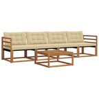 Conjunto de sofás de exterior con cojín 5 pcs Natural y Beige
