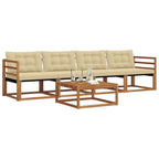 Conjunto de sofás de exterior con cojín 5 pcs Natural y Beige