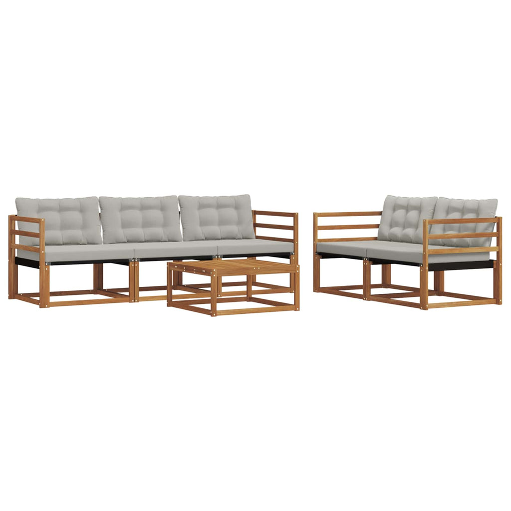 Conjunto de sofás de exterior 6 pcs Gris Natural y Claro