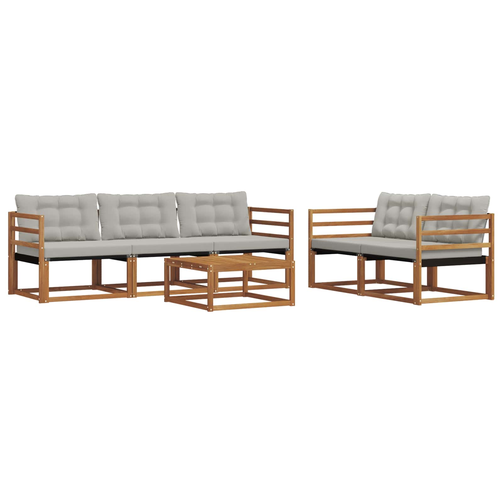 Conjunto de sofás de exterior 6 pcs Gris Natural y Claro
