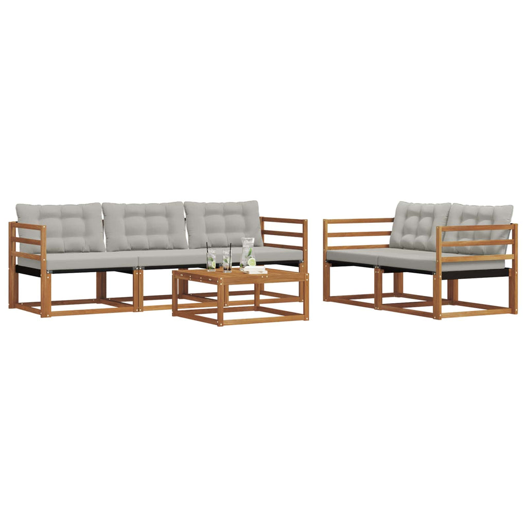 Conjunto de sofás de exterior 6 pcs Gris Natural y Claro