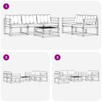 Conjunto de sofás de exterior con cojín 6 pcs Natural y negro