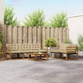 Conjunto de sofás de exterior con cojín 6 pcs Natural y Beige