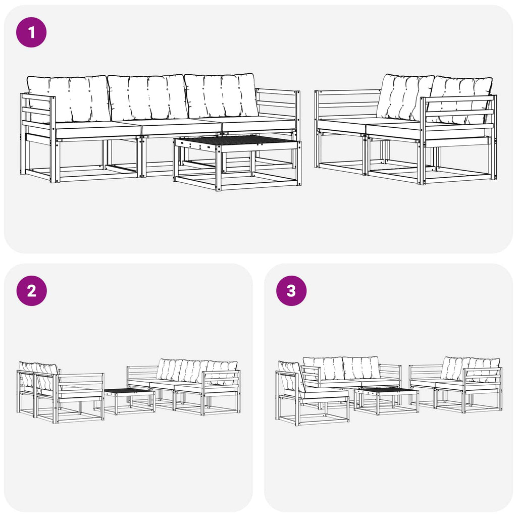 Conjunto de sofás de exterior con cojín 6 pcs Natural y Beige