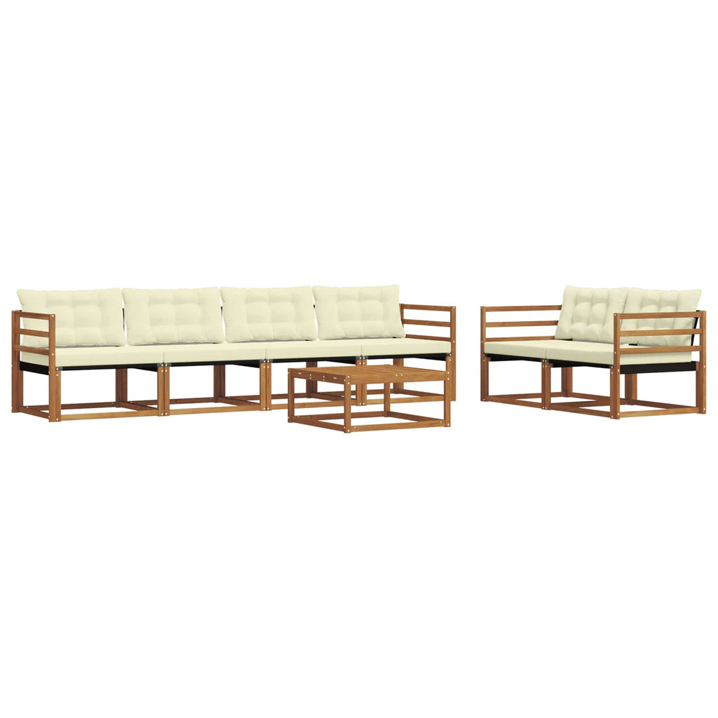 Conjunto de sofás de exterior con cojín 7 pcs Natural y Crema