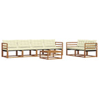 Conjunto de sofás de exterior con cojín 7 pcs Natural y Crema
