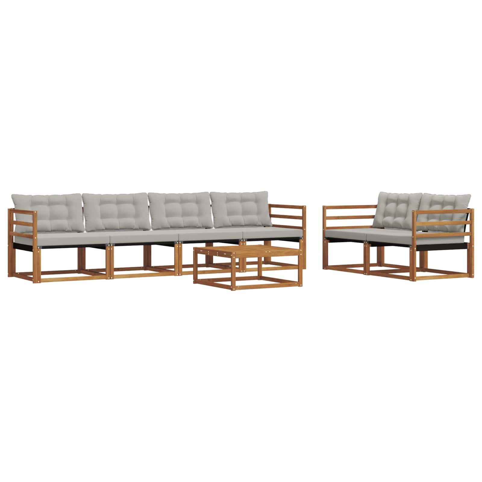 Conjunto de sofás de exterior 7 pcs Gris Natural y Claro