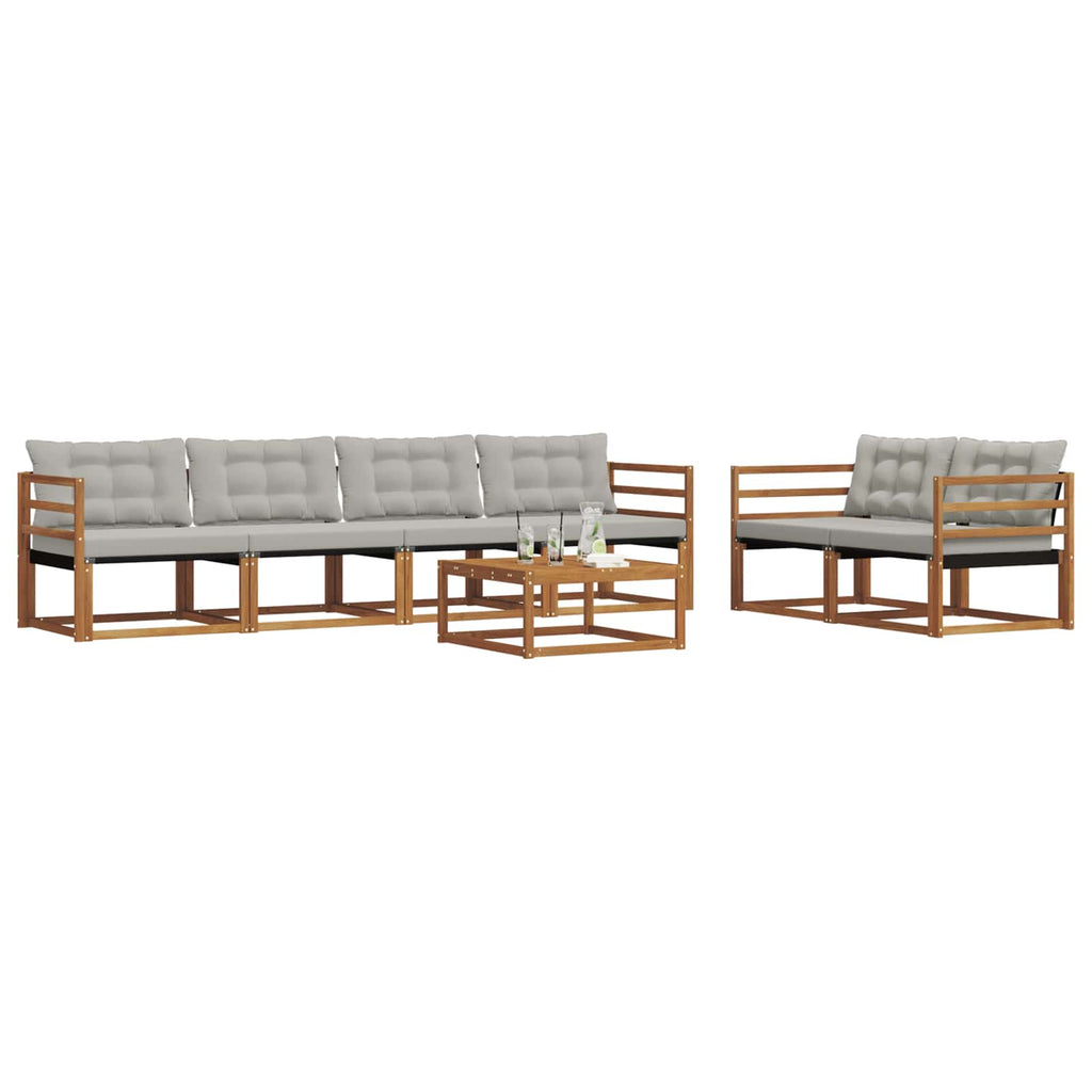Conjunto de sofás de exterior 7 pcs Gris Natural y Claro