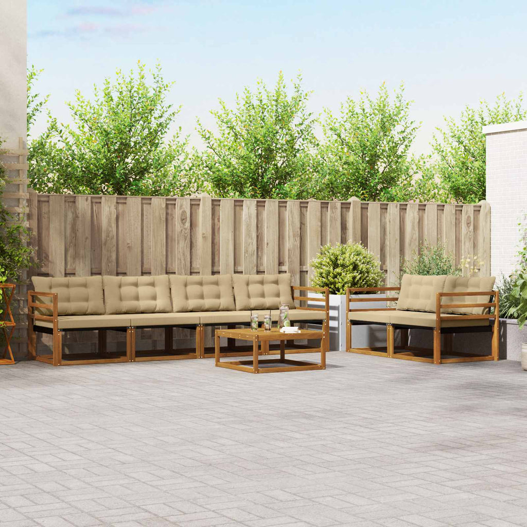 Conjunto de sofás de exterior con cojín 7 pcs Blanco y Negro