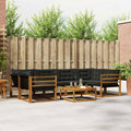 Conjunto de sofás de exterior con cojín 7 pcs Natural y negro
