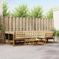 Conjunto de sofás de exterior con cojín 7 pcs Natural y Beige