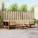 Conjunto de sofás de exterior con cojín 7 pcs Natural y Beige