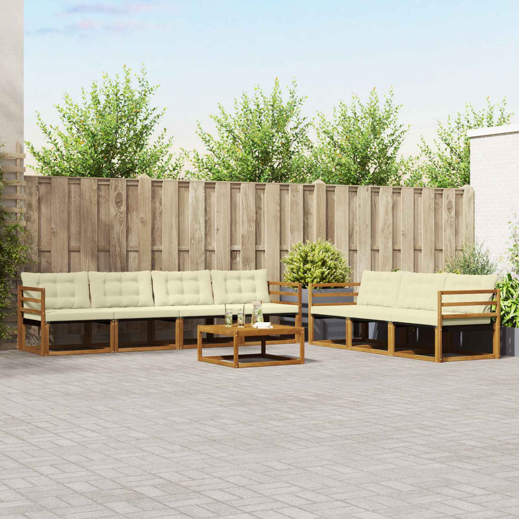 Conjunto de sofás de exterior con cojín 8 pcs Natural y Crema