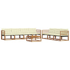 Conjunto de sofás de exterior con cojín 8 pcs Natural y Crema