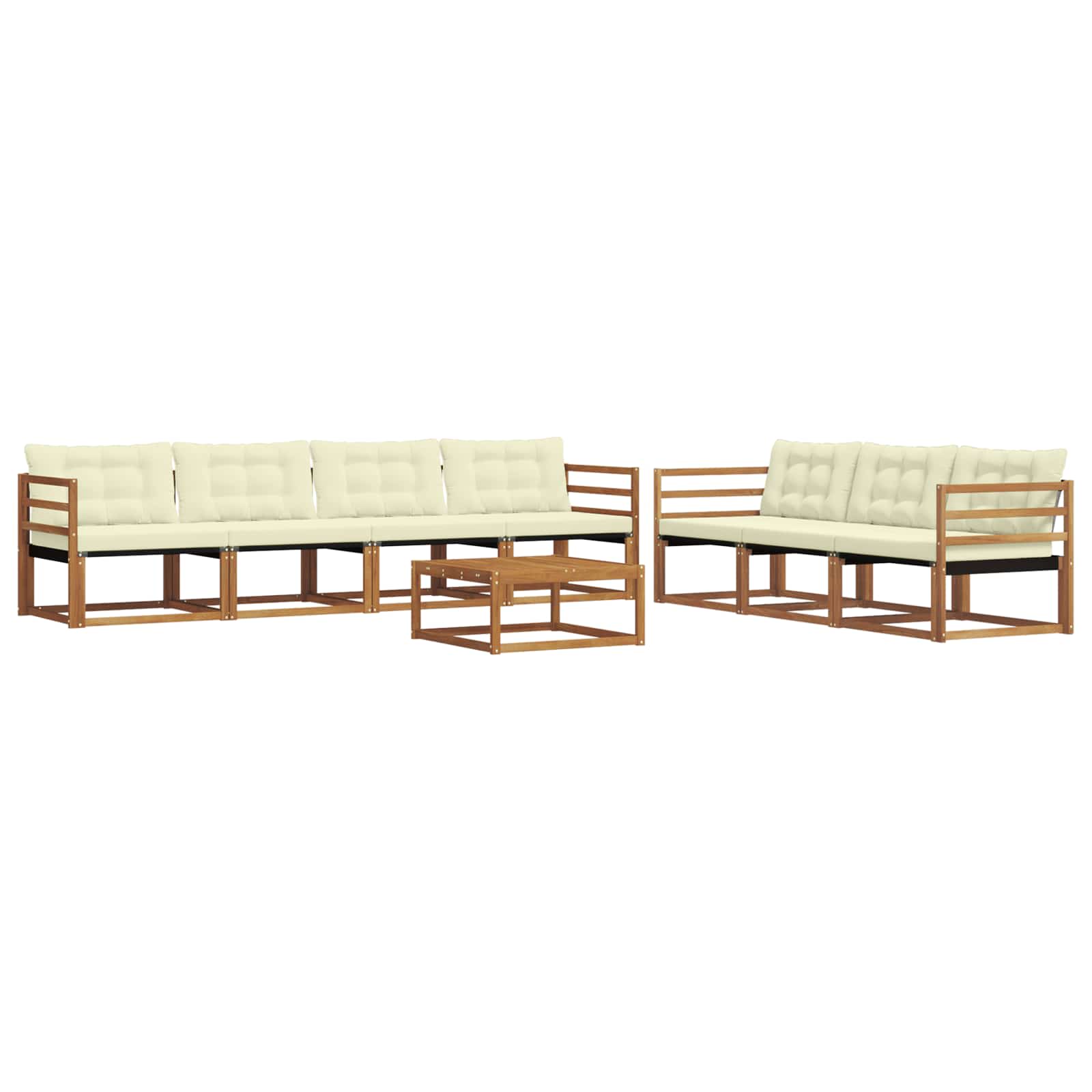 Conjunto de sofás de exterior con cojín 8 pcs Natural y Crema