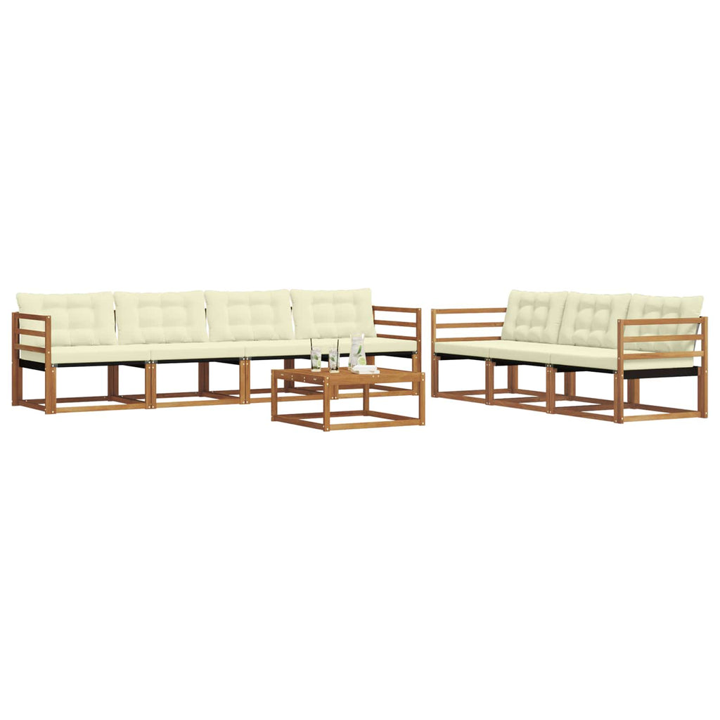 Conjunto de sofás de exterior con cojín 8 pcs Natural y Crema