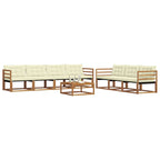 Conjunto de sofás de exterior con cojín 8 pcs Natural y Crema