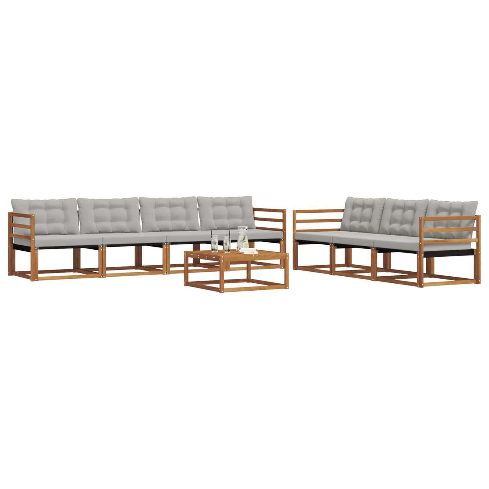 Conjunto de sofás de exterior 8 pcs Gris Natural y Claro