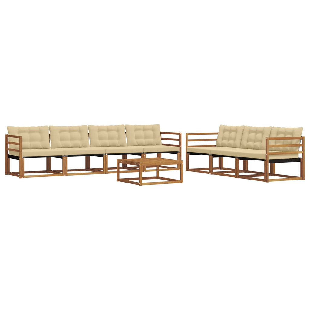 Conjunto de sofás de exterior con cojín 8 pcs Natural y Beige