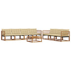 Conjunto de sofás de exterior con cojín 8 pcs Natural y Beige
