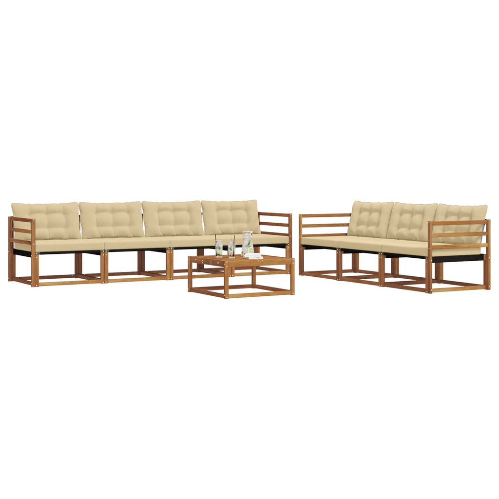 Conjunto de sofás de exterior con cojín 8 pcs Natural y Beige