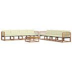 Conjunto de sofás de exterior con cojín 9 pcs Natural y Crema