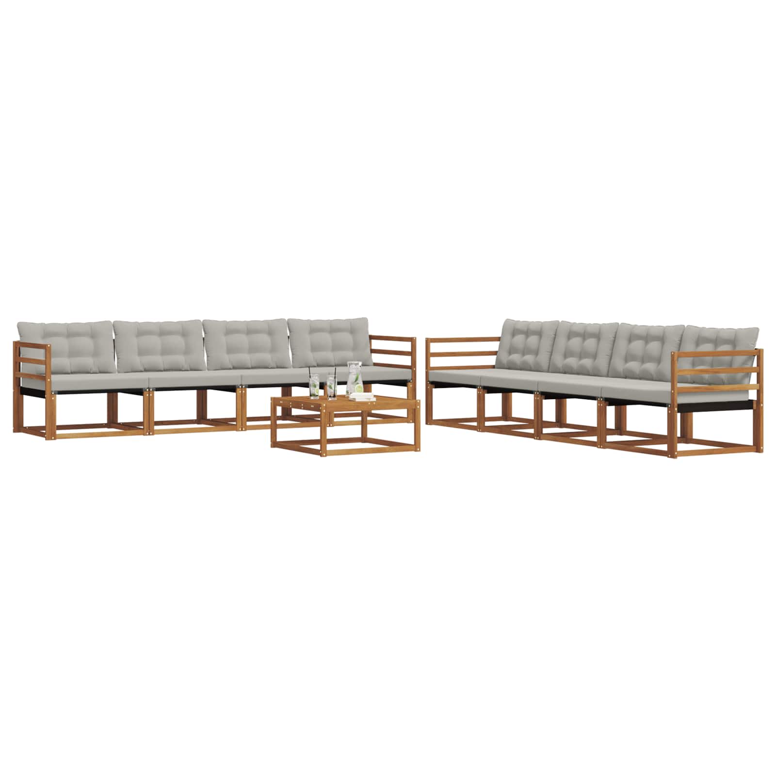 Conjunto de sofás de exterior 9 pcs Gris Natural y Claro