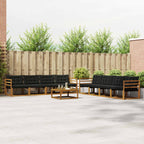Conjunto de sofás de exterior con cojín 9 pcs Natural y negro
