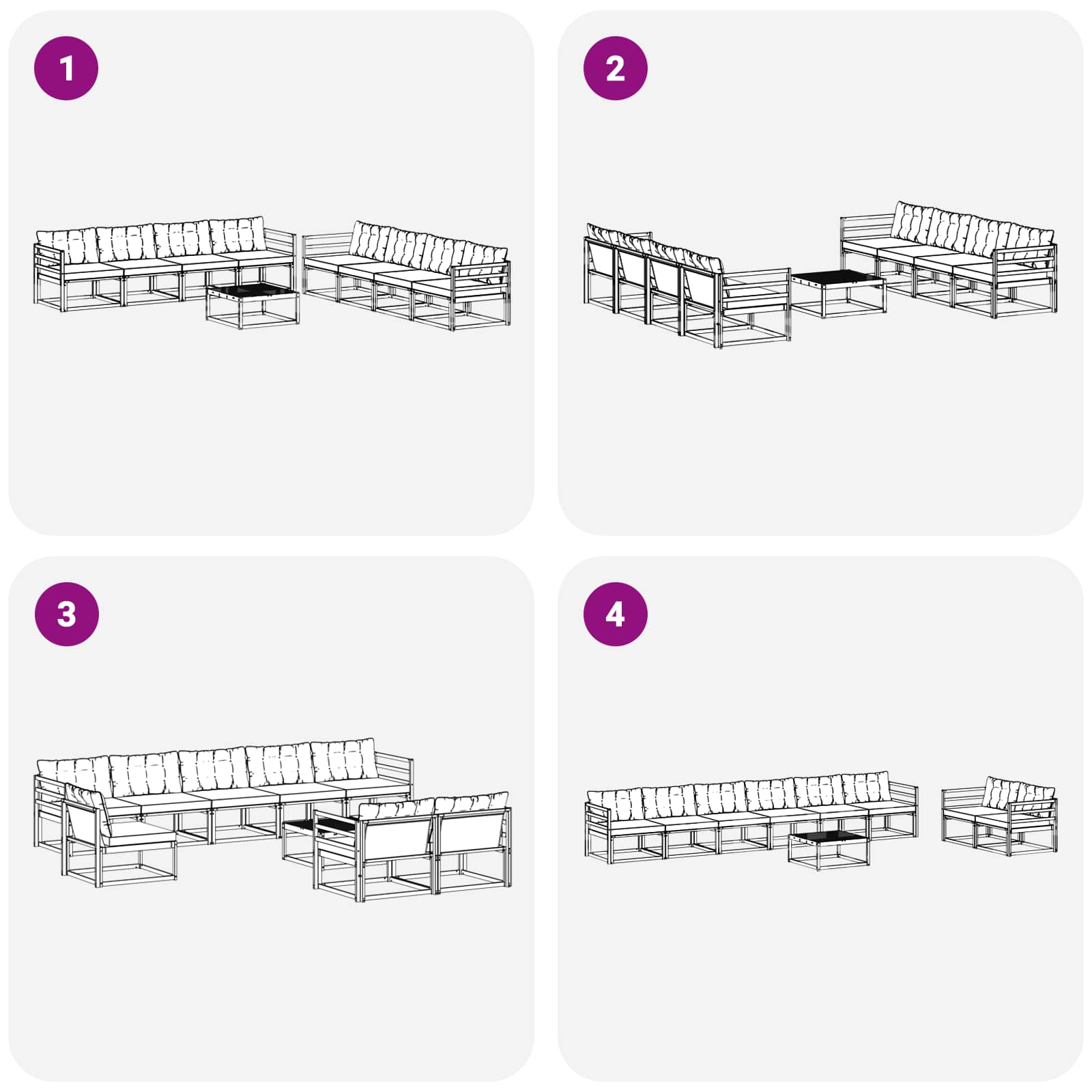 Conjunto de sofás de exterior con cojín 9 pcs Natural y negro