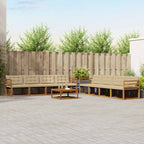 Conjunto de sofás de exterior con cojín 9 pcs Natural y Beige