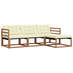 Conjunto de sofás de exterior con cojín 4 pcs Natural y Crema