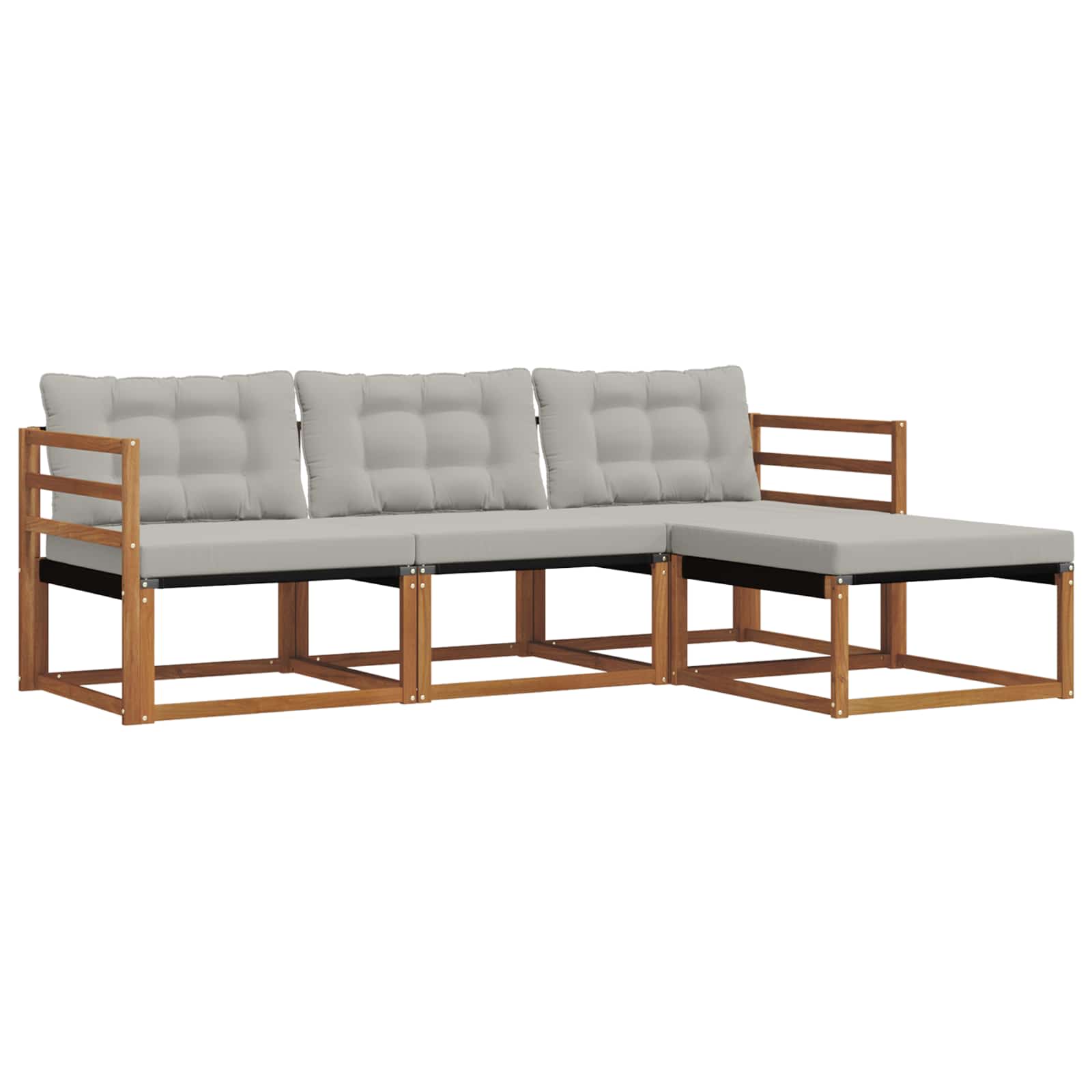Conjunto de sofás de exterior 4 pcs Gris Natural y Claro