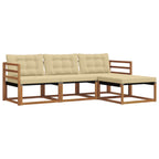 Conjunto de sofás de exterior con cojín 4 pcs Natural y Beige