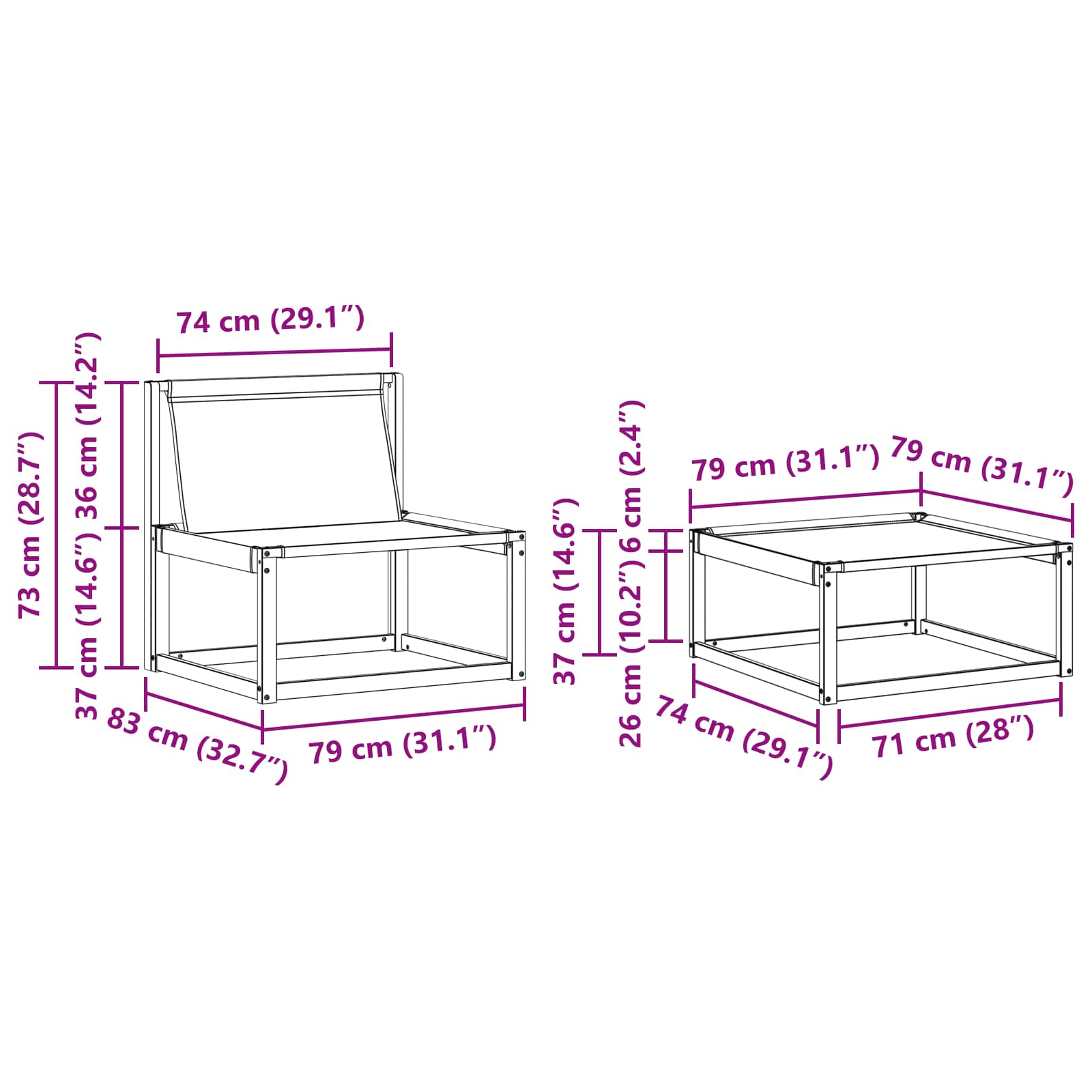 Conjunto de sofás de exterior con cojín 4 pcs Natural y Beige