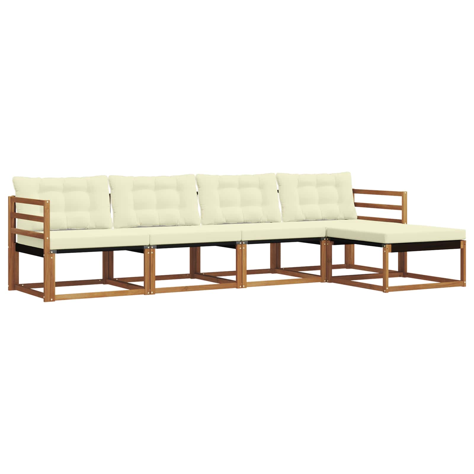 Conjunto de sofás de exterior con cojín 5 pcs Natural y Crema