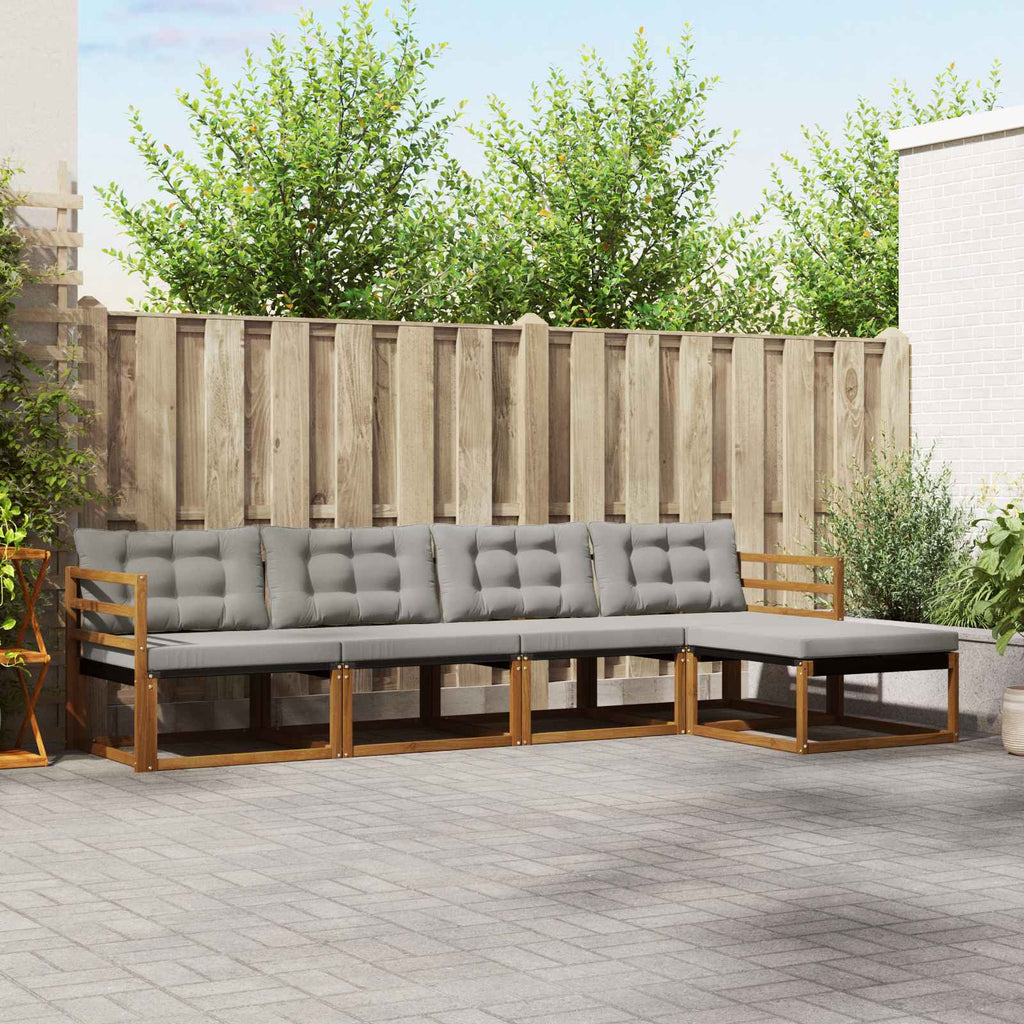 Conjunto de sofás de exterior 5 pcs Gris Natural y Claro