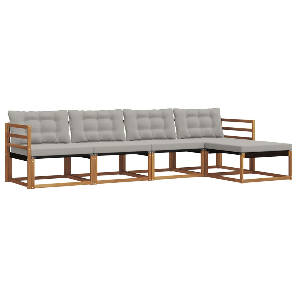 Conjunto de sofás de exterior 5 pcs Gris Natural y Claro