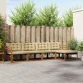 Conjunto de sofás de exterior con cojín 5 pcs Natural y Beige