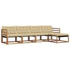 Conjunto de sofás de exterior con cojín 5 pcs Natural y Beige