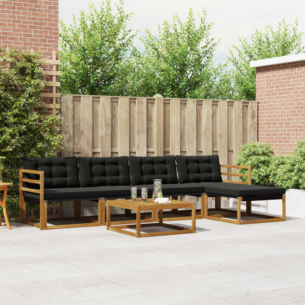 Conjunto de sofás de exterior 6 pcs Blanco y Crema