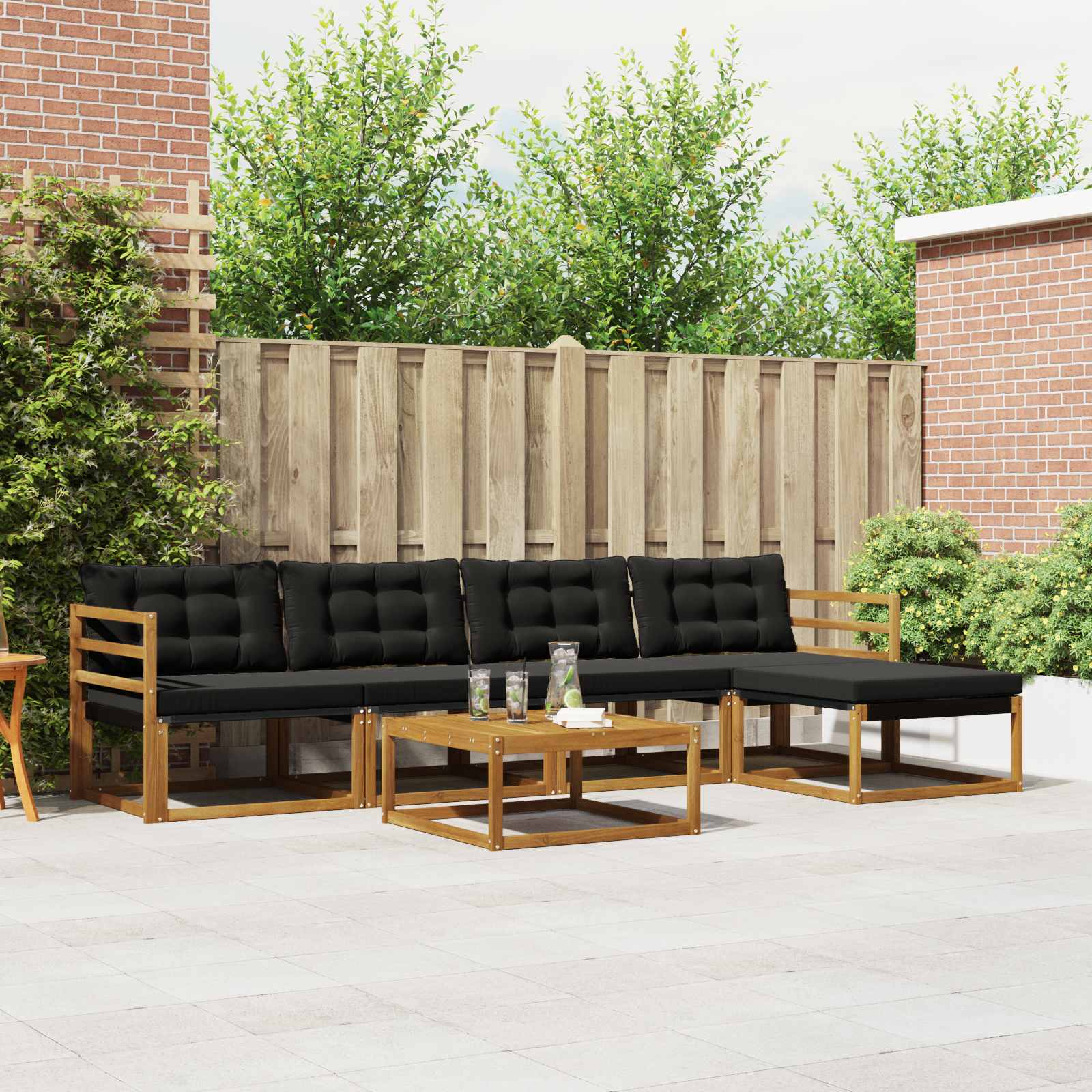 Conjunto de sofás de exterior 6 pcs Blanco y Crema