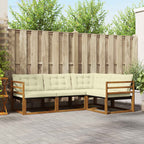Conjunto de sofás de exterior con cojín 4 pcs Natural y Crema